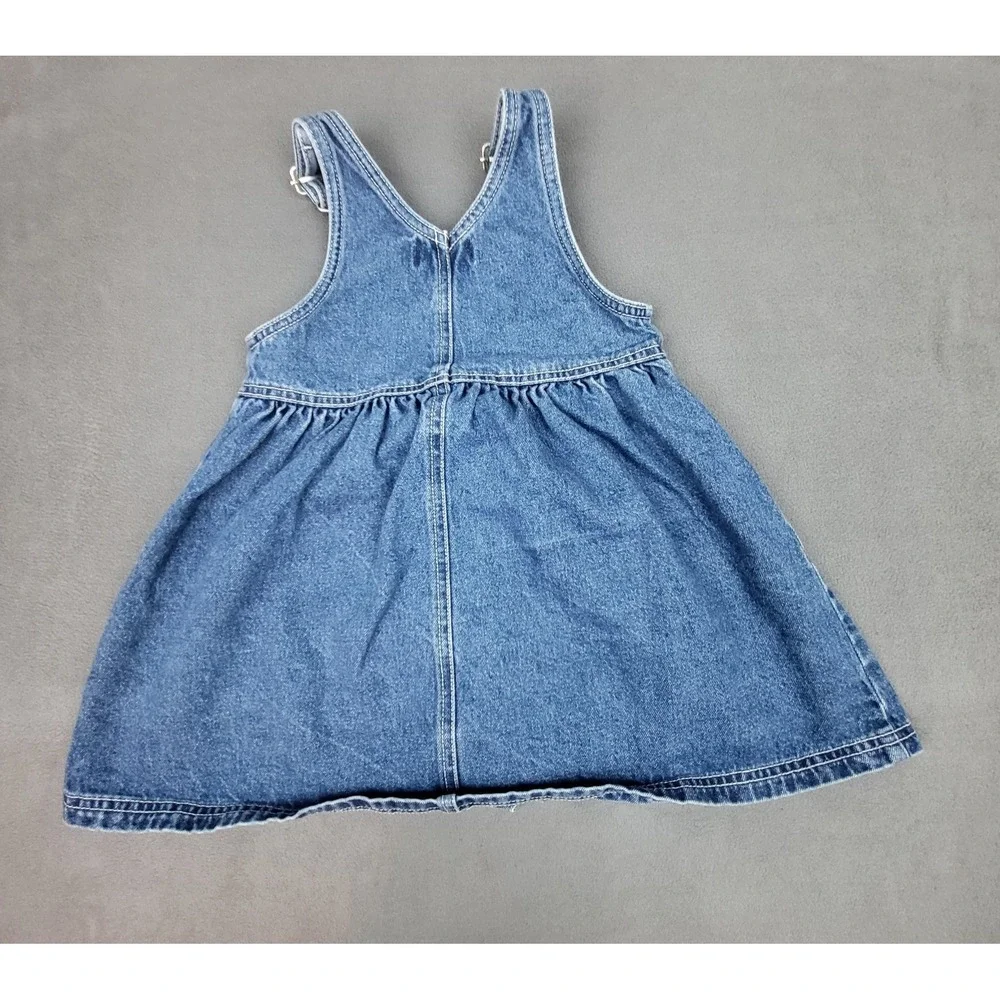 Vintage Gymboree Denim‎ Pinafore Dress Medium M 3-4 Years Heart Bird Patches